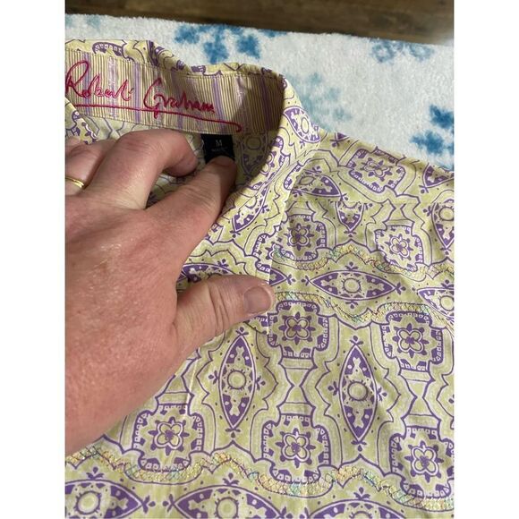 Robert Graham Knowledge Wisdom Truth Mens Short Sleeve Button Down Shirt  M - Picture 3 of 6